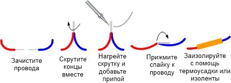 Пайка двух проводов